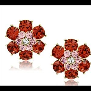 Multi Crystal Earrings Lt. Orange/Red and Lt. Pink